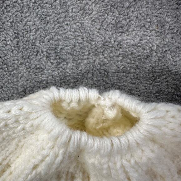 C.C. Cream Beanie Hat Winter Ponytail Hole Ribbed Knit - Picture 2 of 4